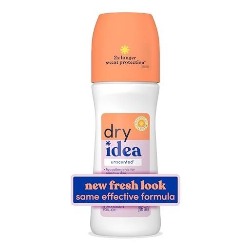Dry idea, deodorante roll on, anti-traspirante, asciuga il sudore, inodore, ipoallergenico, 95 ml