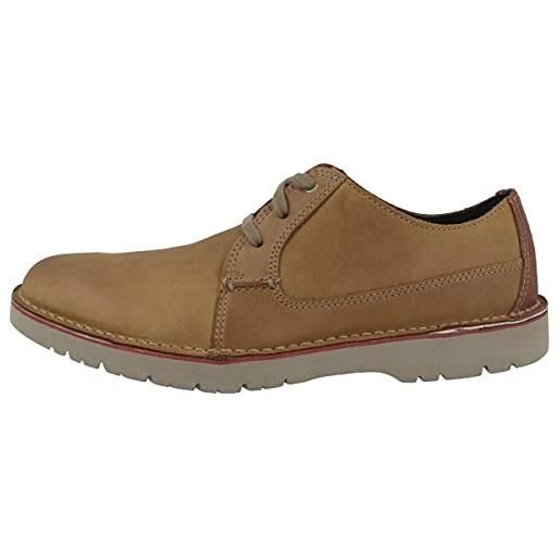 Clarks vargo plain 2613667, scarpe stringate derby, uomo, marrone (dark tan leather), 41.5 eu