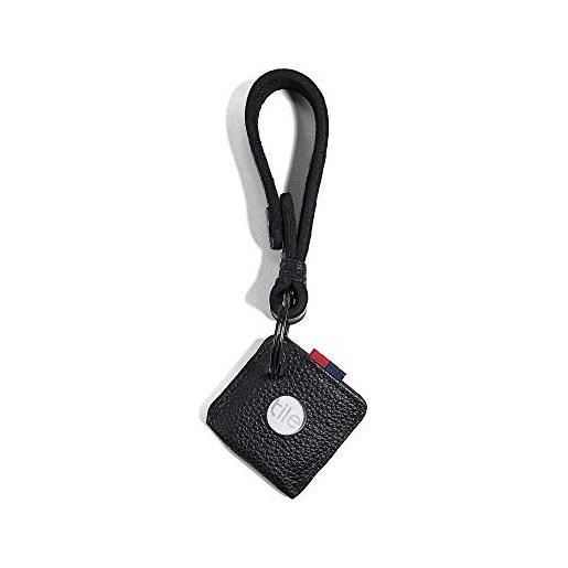 Herschel 10420-01885 keychain + tile black pebbled leather unisex - adulto accessori taglia unica