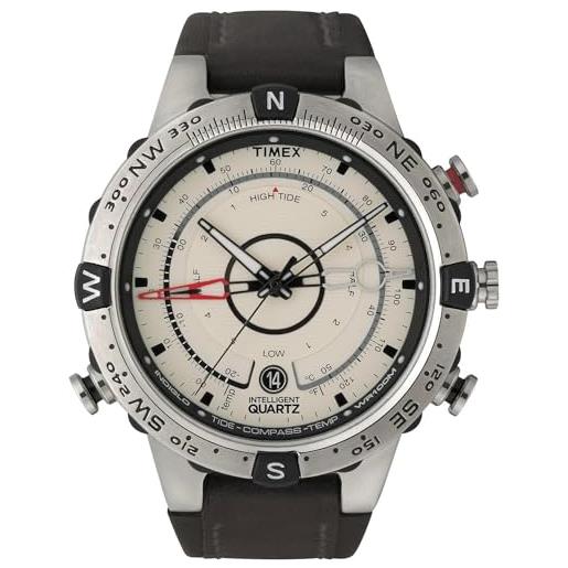 Timex orologio al quarzo intelligente tide-temp-compass 45 mm da uomo t2n721, in pelle
