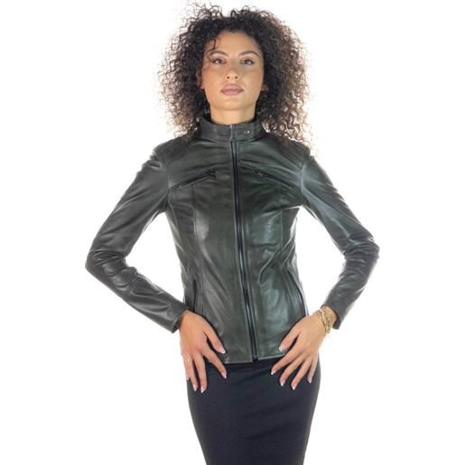 Leather Trend michela - giacca donna verde in vera pelle