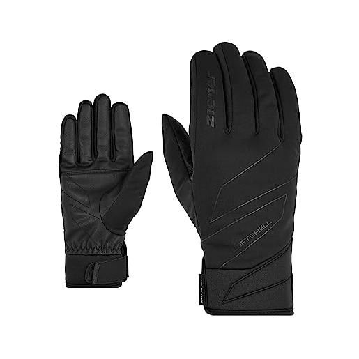Ziener ion guanti da uomo per il tempo libero, funzionali, per attività all'aria aperta, in softshell, antivento, impermeabili, colore nero, 10,5