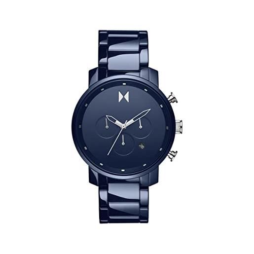 MVMT orologio con cronografo al quarzo da uomo collezione chrono con cinturino in ceramica, pelle o acciaio inossidabile blu