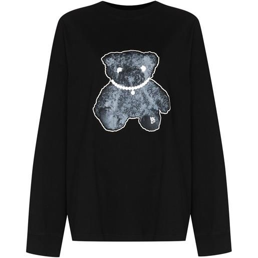 We11done t-shirt a maniche lunghe teddy bear - nero