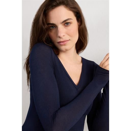 Intimissimi maglia scollo a v in modal ultralight con cashmere blu
