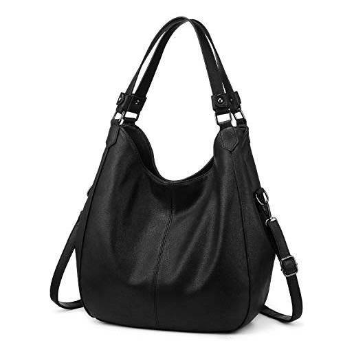 Realer borsa a mano elegante donna borse tracolla grande ecopelle casuale borse a spalla tote hobo con 2 scomparti nero