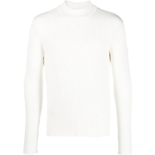 Courrèges maglione a coste con applicazione - bianco