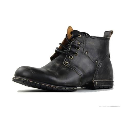 Stivaletti Da Uomo In Pelle Con Lacci - Stile Retrò Ed Elegante - Foto 11