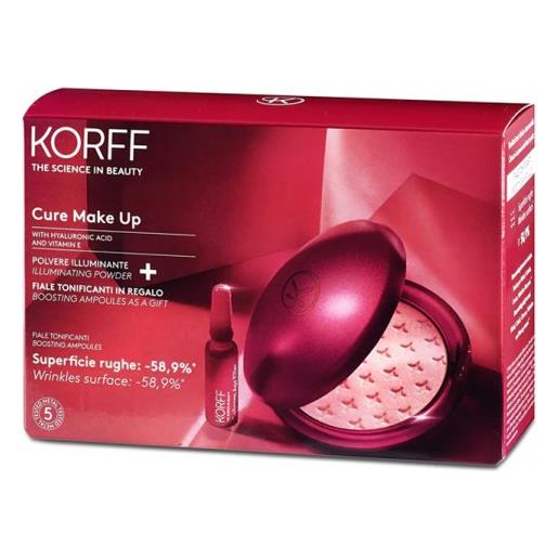 KORFF Srl korff cure make up polvere illuminante 8,5g + 7 fiale tonificanti da 1ml - set illuminante per un trucco radiante