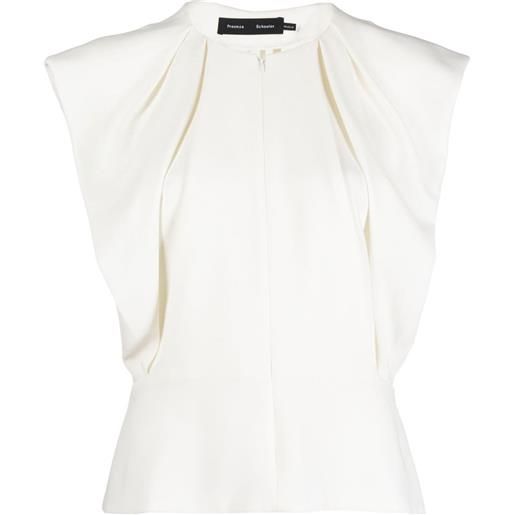 Proenza Schouler blusa smanicata con zip - bianco