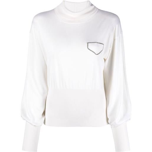 Fabiana Filippi maglione con dettagli monili - bianco