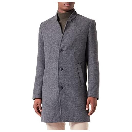 TOM TAILOR Denim cappotto di lana moderno, uomo, nero (dark grey black herringbone 30500), m