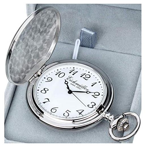 Eichmüller savonnette - orologio da taschino apribile al quarzo con moschettone e scatola