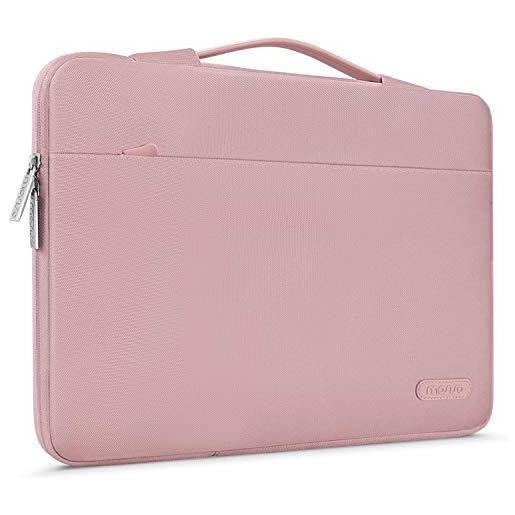 MOSISO laptop sleeve 360 protettivo compatibile con mac. Book air/pro retina, 13-13,3 pollici notebook, compatibile con mac. Book pro 14 m3 m2 m1 pro max 2023-2021, borsa con carrello belt, rosa