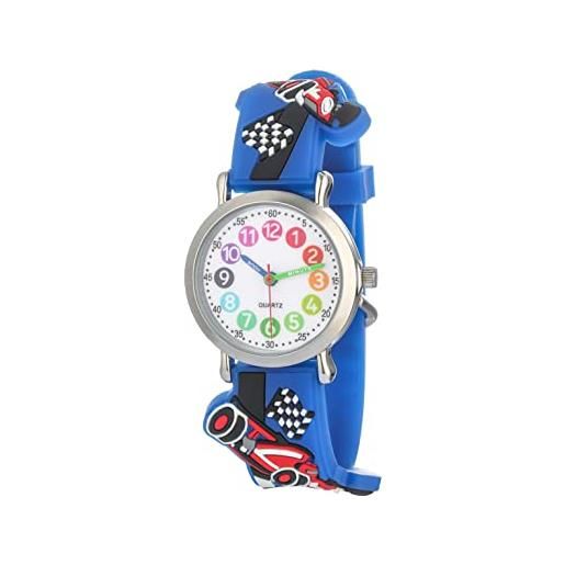 CHAOTECHY orologio da polso per bambini per ragazze e ragazzi, facile da leggere per imparare a leggere l'orologio, automobile da corsa, cinghia