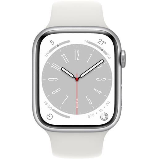 Apple smartwatch Apple watch series 8 gps 45mm cassa in alluminio argento con cinturino sportivo bianco [mp6n3ty/a]