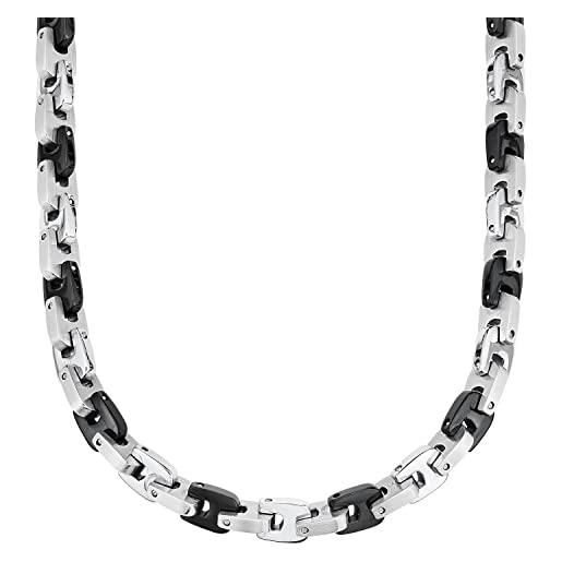 s.Oliver collana da uomo in acciaio inossidabile, 48+2,5 cm, argento, fornita in confezione regalo per gioielli, 2026008