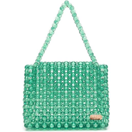 0711 borsa tote con perline - verde