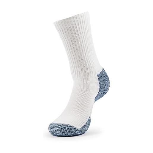 Thorlos xj max cushion socks, thorlo running crew-calzini da corsa, taglia l, colore unisex, bianco/blu navy, 8.5-12 mens