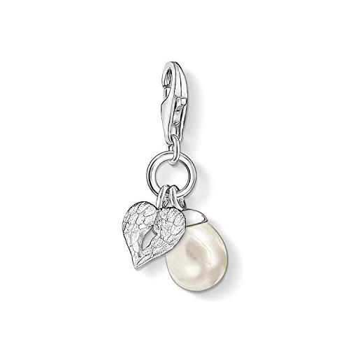 Thomas Sabo charm club perle con cuore con le ali pendente da donna in argento sterling 925 0779-082-14