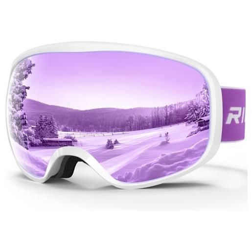 RIOROO maschera da sci bambino 3~14 anni occhiali da sci maschera sci bambino occhiali sci 100% anti uv anti nebbia anti-vento antipolvere, otg per ragazzo ragazza sci snowboard sport invernali