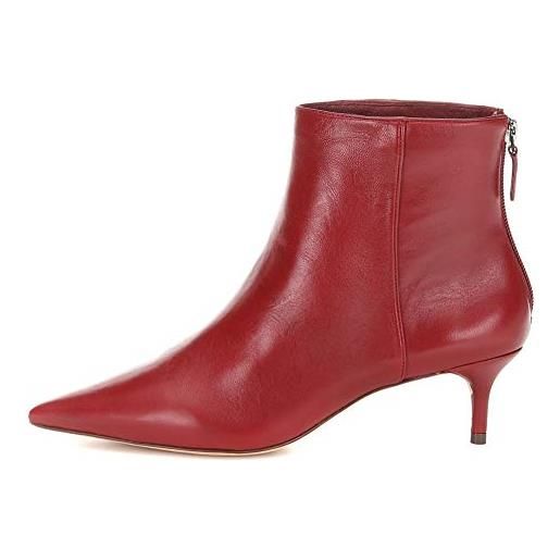 Lutalica W stivaletti da donna alla moda a punta con tacco basso alla caviglia con cerniera autunno inverno stivali a spillo, rosso, 39.5 eu