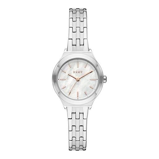 DKNY orologio parsons da donna, movimento a tre lancette, cassa in acciaio inossidabile argentato 28 mm con bracciale in acciaio inossidabile, ny2976