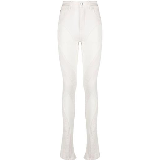 Mugler jeans skinny con design a inserti - bianco
