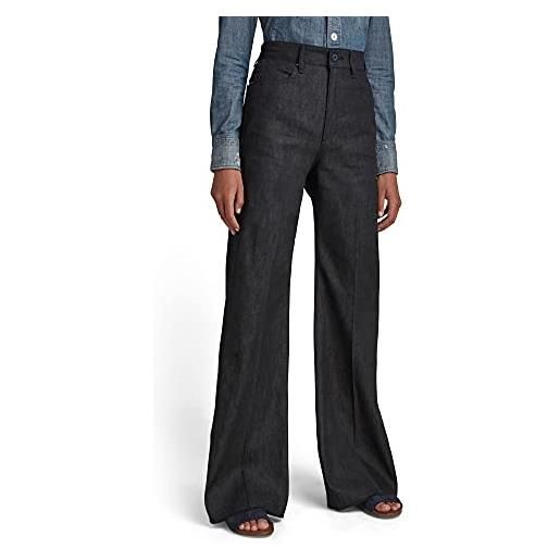 G-STAR donna deck ultra high wide leg pants, nero (caviar d22591-d194-d301), 28w / 32l