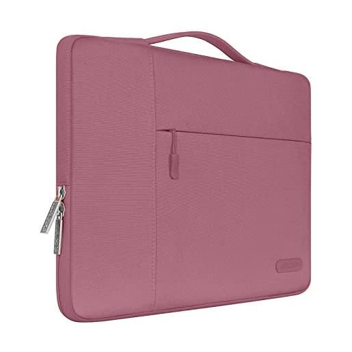 MOSISO laptop sleeve borsa compatibile con mac. Book air 13 m2 a2681 m1 a2337 a2179 a1932 2018-2023/pro 13 m2 m1 a2338 a2251 a2289 a2159 2022-2016, poliestere multifunzionale manica, rosa polveroso