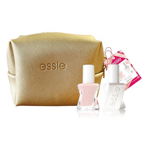 Essie, pochette con smalto in gel 40 fairy taylor e top coat, per unghie glam impeccabili, Essie gel couture, 2x 13,5 ml