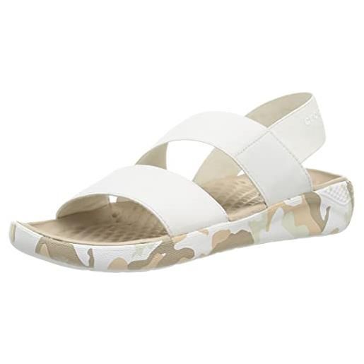 Crocs lite. Ride printed camo stretch sandal w, zoccoli donna, almost white, 38/39 eu