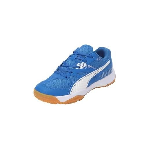PUMA solarflash jr ii, scarpe da ginnastica per ambienti interni, unisex - bambini e ragazzi, puma white/nitro blue/fizzy light, 37.5 eu