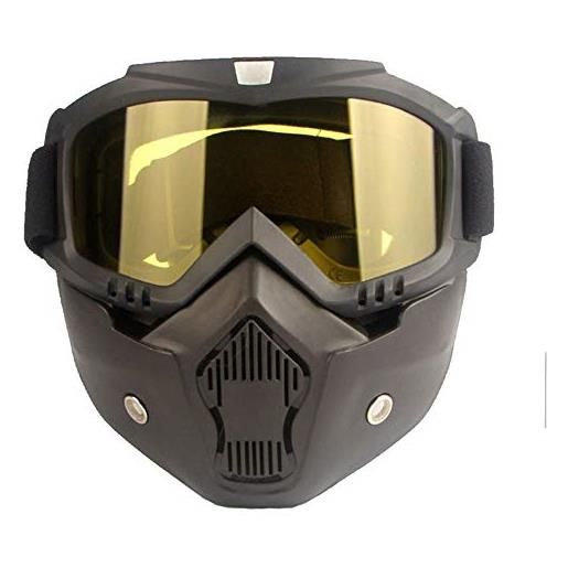 HUAGE uomo donna sci snowboard maschera face_shield motoslitta occhiali da sci occhiali protettivi antivento motocross occhiali di sicurezza con bocca maschera con occhiali rimovibili