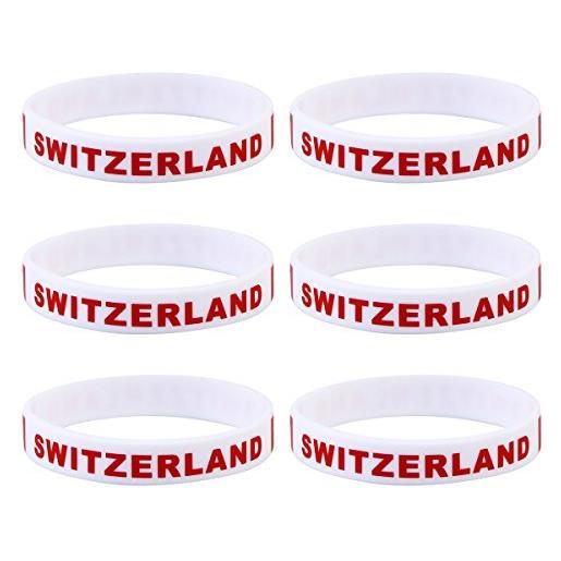 LUOEM silicone bracciali wm bandiera bandiera svizzera land bracciale calcio 2018 wm 6 pezzi switzerland