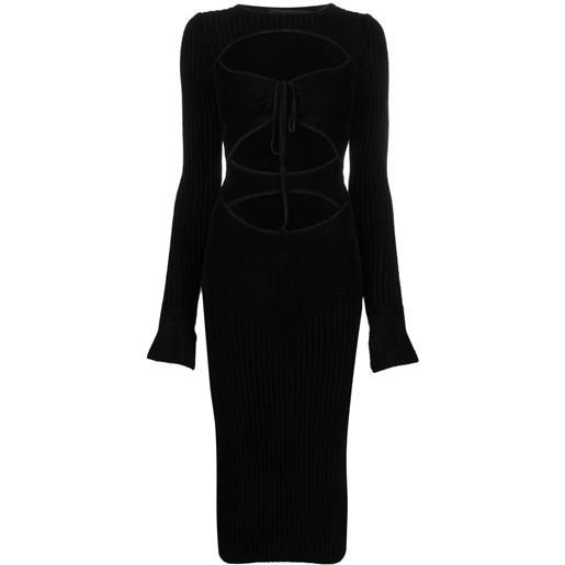 ANDREĀDAMO abito midi a coste con cut-out - nero
