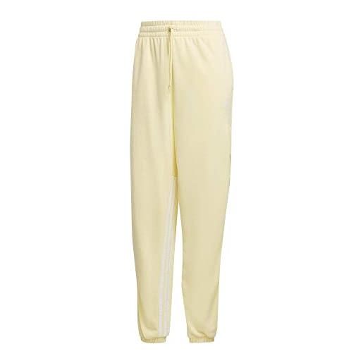 adidas jogger hyperglam 3 stripes oversized cuffed with side zippers pantaloni da jogging, giallo quasi e bianco, l donna