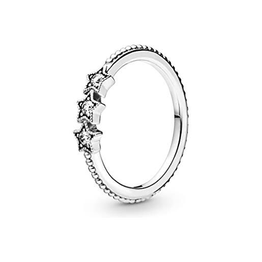 Pandora passions anello con stelle in argento sterling con zirconi cubici trasparenti, 58