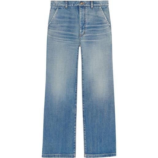 Saint Laurent jeans a gamba ampia serge - blu