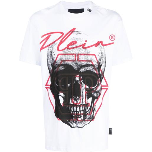 Philipp Plein t-shirt ss skull con stampa grafica - bianco