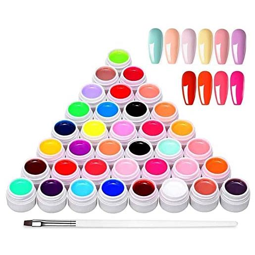 Anself gel colore unghie uv pigmento art 36 colori, smalto per unghie pigmento set gel uv polacco solido 0.44oz*36