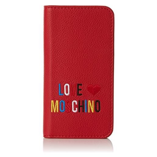 Love Moschino portacel. Small grain pvc rosso - pochette da giorno donna, (red), 2x14x7 cm (b x h t)