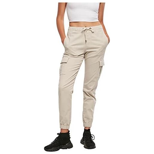 Urban classics jeans cargo donna stile militare, pantaloni vita alta, elastici alle caviglie tasche laterali, diversi colori disponibili, taglie xs - 5xl