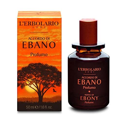L'Erbolario profumo uomo accordo di ebano, fragranza maschile agrumato e legnoso, eau de parfum uomo, formato 50 ml