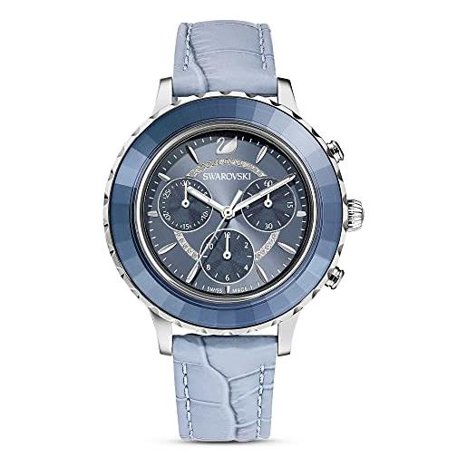 Swarovski octea lux chrono orologio, con cristalliSwarovski e cinturino in pelle, cassa in acciaio inox, meccanismo al quarzo, blu