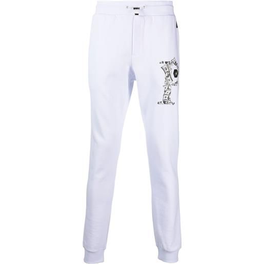 Philipp Plein pantaloni sportivi con placca logo - bianco