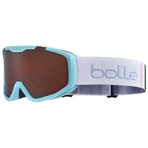 bollé, rocket blue & white matte, rosy bronze cat 3, occhiali da sci, small, unisex bambini