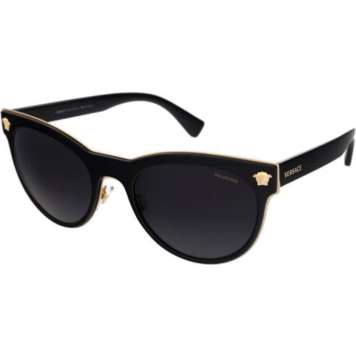 Versace ve2198 1002t3 | occhiali da sole graduati o non graduati | prova online | plastica | quadrati, cat eye | nero, oro | adrialenti
