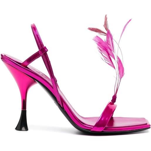 3juin sandali con decorazione di piume 110mm - rosa