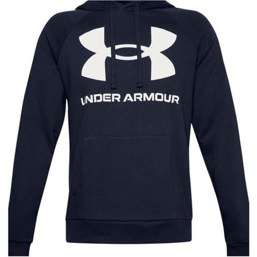 UNDER ARMOUR maglia rival fleece big logo hoodie uomo midnight navy/onyx white